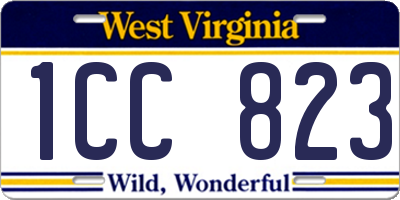 WV license plate 1CC823