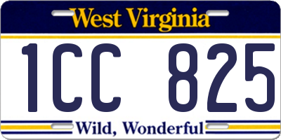 WV license plate 1CC825