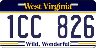 WV license plate 1CC826