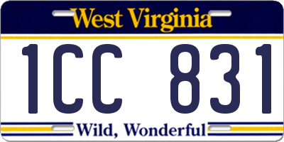 WV license plate 1CC831