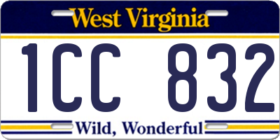 WV license plate 1CC832