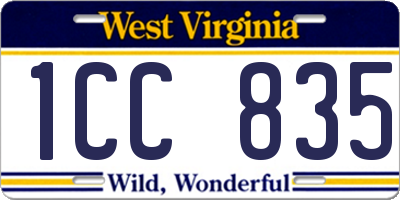 WV license plate 1CC835