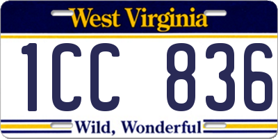 WV license plate 1CC836