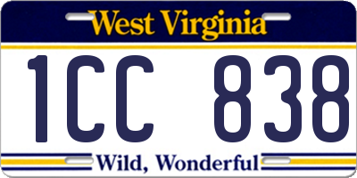 WV license plate 1CC838
