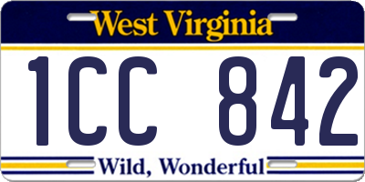 WV license plate 1CC842
