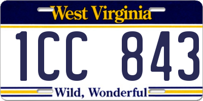 WV license plate 1CC843