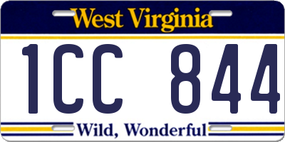 WV license plate 1CC844