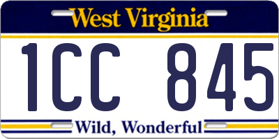 WV license plate 1CC845