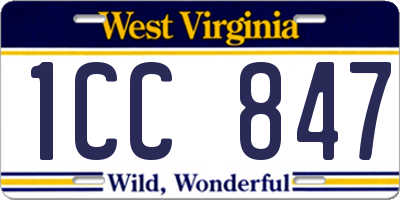 WV license plate 1CC847