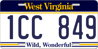 WV license plate 1CC849