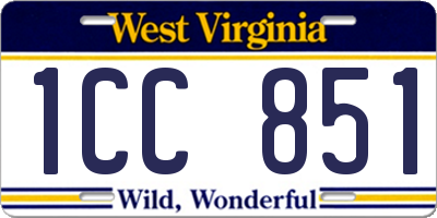 WV license plate 1CC851