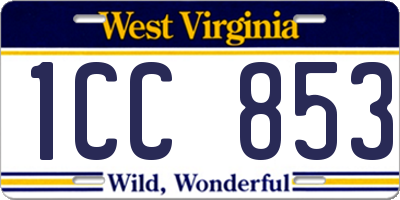 WV license plate 1CC853