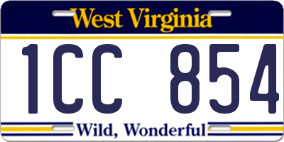WV license plate 1CC854