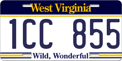 WV license plate 1CC855