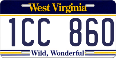 WV license plate 1CC860