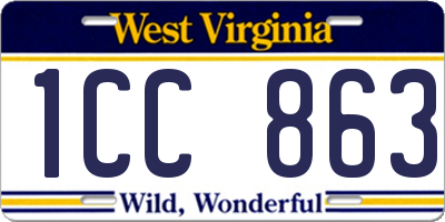 WV license plate 1CC863