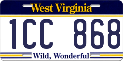 WV license plate 1CC868