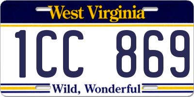 WV license plate 1CC869