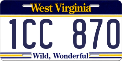 WV license plate 1CC870