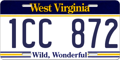 WV license plate 1CC872