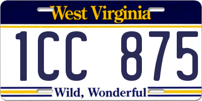 WV license plate 1CC875