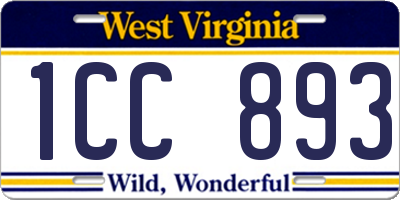 WV license plate 1CC893