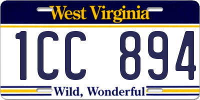 WV license plate 1CC894