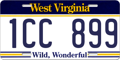 WV license plate 1CC899