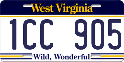WV license plate 1CC905