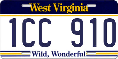WV license plate 1CC910