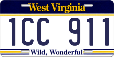 WV license plate 1CC911