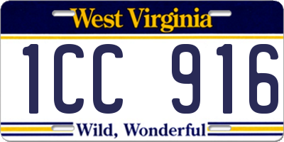 WV license plate 1CC916