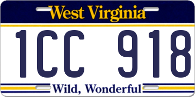 WV license plate 1CC918