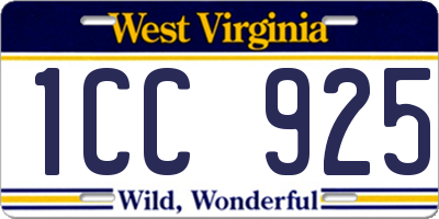 WV license plate 1CC925