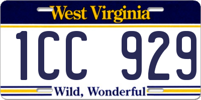 WV license plate 1CC929