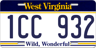 WV license plate 1CC932
