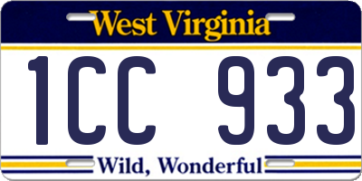 WV license plate 1CC933