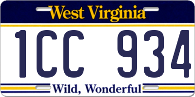 WV license plate 1CC934
