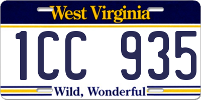 WV license plate 1CC935