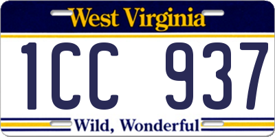 WV license plate 1CC937