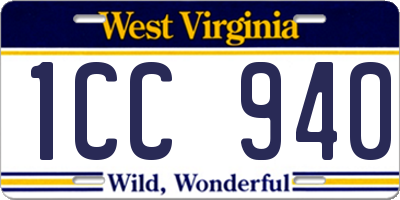 WV license plate 1CC940