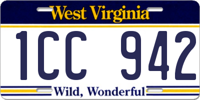 WV license plate 1CC942