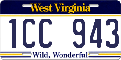 WV license plate 1CC943