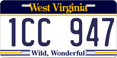 WV license plate 1CC947