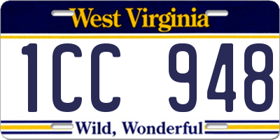 WV license plate 1CC948