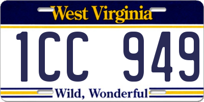 WV license plate 1CC949