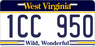 WV license plate 1CC950