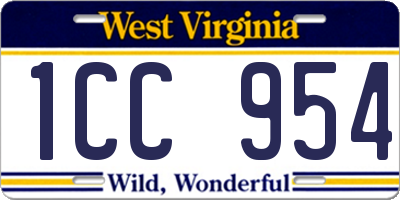 WV license plate 1CC954