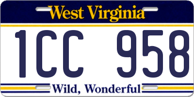WV license plate 1CC958