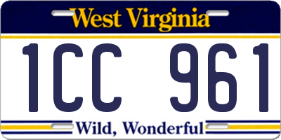 WV license plate 1CC961